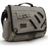 Cappadocia Vintage 4017 14" Laptop Kanvas Postacı Okul Çantası Unisex Kilitli Çok Cepli Omuz Askılı
