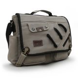 Cappadocia Vintage 4017 14" Laptop Postacı Okul Çantası Unisex Kilitli Çok Cepli Omuz Askılı Çanta (Açık Gri)
