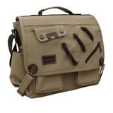 Cappadocia Vintage 4017 14" Laptop Postacı Okul Çantası Unisex Kilitli Çok Cepli Omuz Askılı Çanta (Açık Kahverengi)