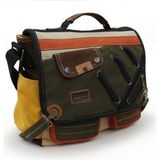 Cappadocia Vintage 4017 Haki Krem 14" Laptop Pamuk Gabardin Postacı Okul Çantası Unisex Kilitli Çok Cepli Omuz Askılı - Khaki - Cream