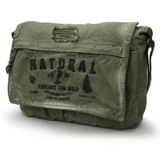 Cappadocia Vintage 4028 Salaş Omuz Çantası Pamuk Kanvas Postacı 15.6 Laptop Okul Seyahat Günlük Vintage Retro (Haki)