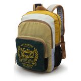 Cappadocia Vintage 4034 Patara Yeşil Krem Sırt Okul Seyahat 15.6 inç Laptop Günlük Notebook Yumuşak Pamuk Kumaş Çanta