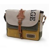 Cappadocia Vintage 4046 Postacı Laptop Omuz Seyahat Suya Dayanıklı Mumlu Kanvas Evrak Çantası (Bej Haki Hardal)