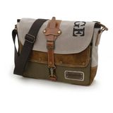 Cappadocia Vintage 4046 Postacı Laptop Omuz Seyahat Suya Dayanıklı Mumlu Kanvas Evrak Çantası (Bej Taba Açık Kahve)