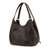Cappadocia Vintage 5086 Myra Kadın Dumanlı Acı Kahve Pu Deri Günlük Omuz Çantası Üç Bölmeli Hobo Tote El Çantası