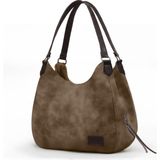 Cappadocia Vintage 5086 Myra Kadın Dumanlı Koyu Kahverengi Pu Deri Günlük Omuz Çantası Üç Bölmeli Hobo Tote El Çantası