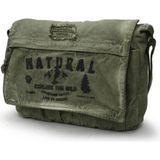 Cappadocia Vintage Haki Yeşil 4028 Salaş Omuz Çantası Pamuk Kanvas Postacı 15.6 Laptop Okul Seyahat Günlük Vintage Retro