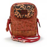 Cappadocia Vintage Kadın Ekru Çiçek Desenli Omuz Çantası 20 x 15 x 6,5 cm Bohem Tarz Mini El Çantası Telefon Çantası Günlük Kullanım (Ateş Kırmızısı)