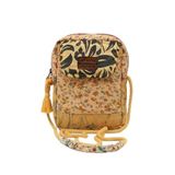 Cappadocia Vintage Kadın Ekru Çiçek Desenli Omuz Çantası 20 x 15 x 6,5 cm Bohem Tarz Mini El Çantası Telefon Çantası Günlük Kullanım (Kavun İçi)