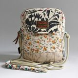 Cappadocia Vintage Kadın Ekru Çiçek Desenli Omuz Çantası - Bohem Tarz Mini El ve Telefon Çantası