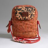 Cappadocia Vintage Kadın Kırmızı Çiçek Desenli Omuz Çantası - Bohem Tarz Mini El ve Telefon Çantası - Ateş Kırmızı