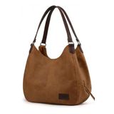 Cappadocia Vintage Kadın PU Deri Günlük Omuz Çantası Üç Bölmeli Hobo - Tote El Çantası (Dumanlı Taba)