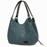 Cappadocia Vintage Kadın PU Deri Günlük Omuz Çantası Üç Bölmeli Hobo - Tote El Çantası (Dumanlı Yeşil)