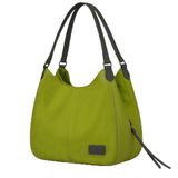 Cappadocia Vintage Kadın PU Deri Günlük Omuz Çantası Üç Bölmeli Hobo - Tote El Çantası (Fıstık Yeşili)