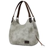 Cappadocia Vintage Kadın PU Deri Günlük Omuz Çantası Üç Bölmeli Hobo - Tote El Çantası (Sisli Beyaz)