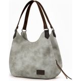 Cappadocia Vintage Myra Kadın Sisli Beyaz Pu Deri Günlük Omuz Çantası Üç Bölmeli Hobo Tote El Çantası - Beyaz - 1. Stil