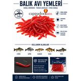 Cappadocians Silikon Solucan Suni Balık Yemi & Av Malzemeleri Sazan - Levrek - Turna Balıkları, 100 Adet – 3,5 cm Küçük Boy, Kırmızı, Esnek Yapı