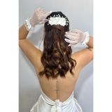 CAPPELLO DESİGN İncili Menekşe Çiçek Tarak Toka, Beyaz Gelin Nikah Tokası , Gelin Tacı, Saç Aksesuarı