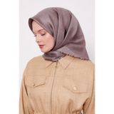 Cappuccino Çizgili Twill İpek Eşarp
