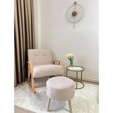 Cappucino Sallanan Ahşap Berjer Koltuk Puf Hediyeli - Bej