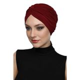 Çapraz Bantlı Bordo Hazır Türban Tesettür Havuz Bonesi
