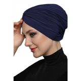 Çapraz Bantlı Lacivert Hazır Türban Tesettür Havuz Bonesi