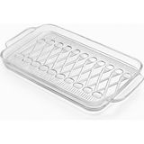 Çapraz Hasır Desen Cam Tepsi – Sunumluk – Meyvelik – 33×20 cm - Şeffaf