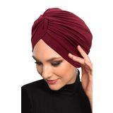 Çapraz Kancalı Bordo Hazır Türban Tesettür Dış Ve Havuz Bonesi
