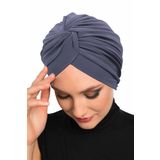 Çapraz Kancalı Hazır Koyu Gri Türban Tesettür Dış Ve Havuz Bonesi
