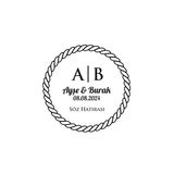 Çapraz Kare Formlu Yuvarlak Mühür Kına Nişan Düğün 3X3 Cm Özel Etiket / 50 Adet Sticker