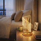 Çapraz Kavisli Kristal Simli LED Masa Lambası – Gold Gövdeli, Dokunmatik, 3 Kademe Işık Ayarlı Şarjlı Dekoratif Lamba (4604)