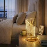 Çapraz Kavisli Kristal Simli Led Masa Lambası – Gold Gövdeli, Dokunmatik, 3 Kademe Işık Ayarlı Şarjlı Dekoratif Lamba Bx40