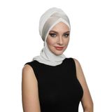 Çapraz Pike Atkılı Astarlı Krem-Bej Hazır Türban Tesettür Bone