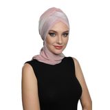 Çapraz Pike Atkılı Astarlı Pudra Hazır Türban Tesettür Bone