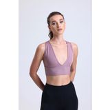 Çapraz Sırt Detay Fitilli Spor Büstiyer | Gül Kurusu