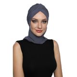 ÇAPRAZ W ATKILI KOYU GRİ HAZIR TÜRBAN TESETTÜR BONE