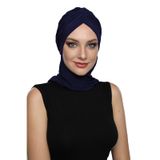 ÇAPRAZ W ATKILI LACİVERT HAZIR TÜRBAN TESETTÜR BONE