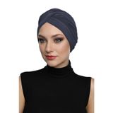 Çapraz W Koyu Gri Hazır Türban Tesettür Havuz Bonesi
