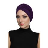 Çapraz W Mor Hazır Türban Tesettür Havuz Bonesi