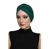 Çapraz W Yeşil Hazır Türban Tesettür Havuz Bonesi