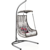Capri Swing - Alaçatı - Tek Kişilik Rattan Bahçe Balkon Salıncağı - Gümüş Dövme