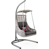 Capri Swing - Alaçatı - Tek Kişilik Rattan Bahçe Balkon Salıncağı - Koyu Gri