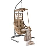 Capri Swing Alaçatı Tekli Rattan Bahçe Salıncağı | Balkon Salıncağı - Açık Kahverengi