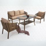 Capri Swing Artemis Üçlü Rattan Balkon Bahçe Takımı Açık Kahve