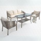 Capri Swing Artemis Üçlü Rattan Balkon Bahçe Takımı Beyaz