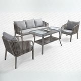Capri Swing Artemis Üçlü Rattan Balkon Bahçe Takımı Gri