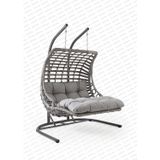Capri Swing Bodrum Double Çiftli Rattan Bahçe Balkon Salıncağı Gri