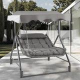 Capri Swing Capri Bed Çiftli Rattan Gri Bahçe Balkon Salıncağı