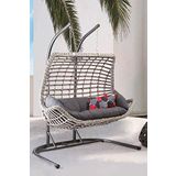Capri Swing Cunda Çiftli Rattan Bahçe Balkon Salıncağı Cappuccino