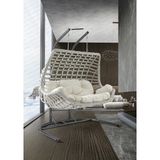 Capri Swing Cunda Çiftli Rattan Bahçe Salıncağı | Balkon Salıncağı - Kırık Beyaz